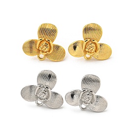 Rack Plating Brass Studs Earrings Finding, Cadmium Free & Lead Free, Long-lasting Plated, Flower