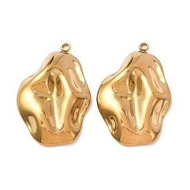 304 Stainless Steel Pendants, Irregular Oval Charms, Ion Plating(IP)