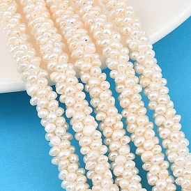 Natural Cultured Freshwater Pearl Woven Beads Strands, Cluster Pearl Beads, Two Sides Polished