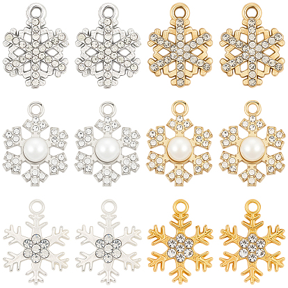 36шт 3 стили подвески со стразами из сплава, прелести снежинки