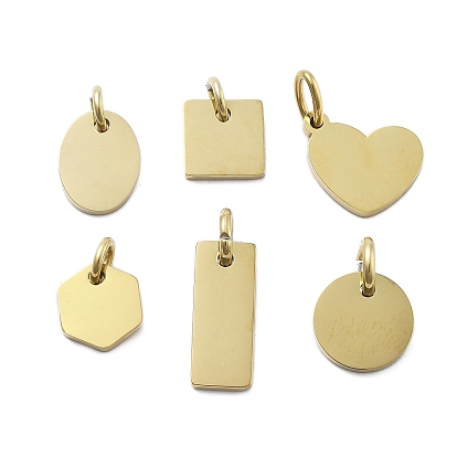 Геометрический стиль фигуры 304 штамповка из нержавеющей стали пустые бирки брелоки, зеркальная полировка, с целью перехода в кольце, ионное покрытие (ip), реальный 18 k позолоченный