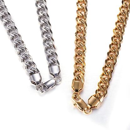 304 Stainless Steel Necklaces, Curb Chain Necklaces, Faceted