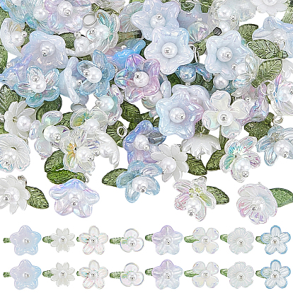 80шт 8 цветные подвески из прозрачного акрила, с латунной фурнитурой , 