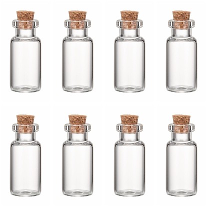 Glass Jar Glass Bottles, with Cork Stopper, Wishing Bottle, Bead Containers, Clear, 35x16mm, Capacity: 6ml(0.2 fl. oz)