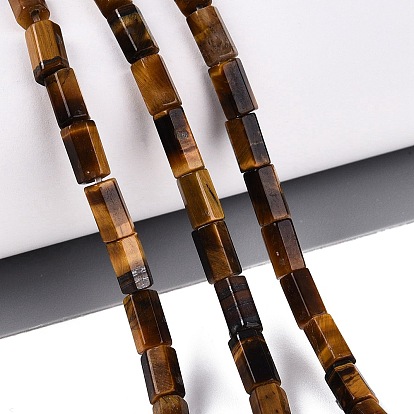 Natural Tiger Eye Beads Strands, Hexagonal Prism