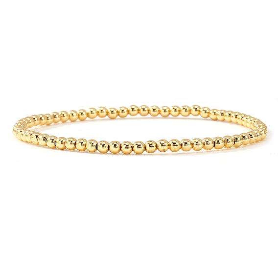 Модные латунные женские круглые браслеты из бусин, эластичные