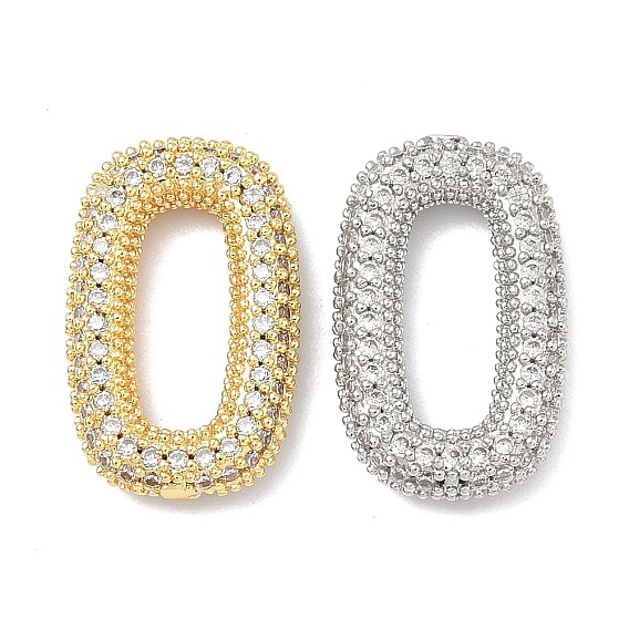 Латунные микропаве прозрачные кубические цирконии овальные соединительные кольца, долговечный, стойки покрытие, без свинца и без кадмия