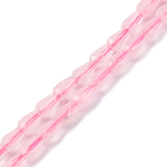 Природного розового кварца нитей бисера, граненые, слеза