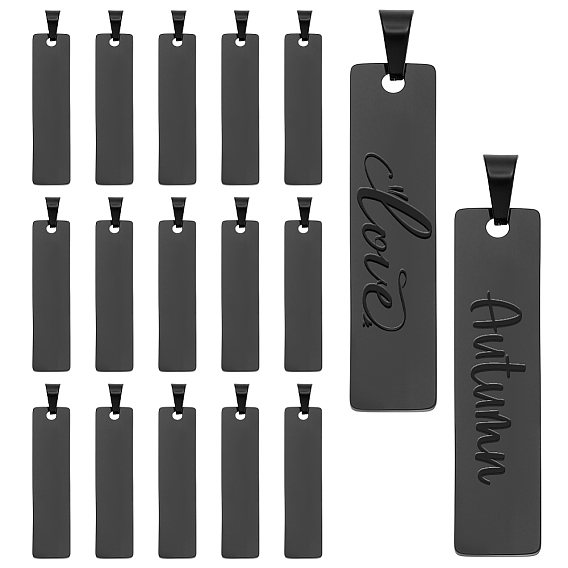 15 шт. 304 подвески из нержавеющей стали, лазерная резка, штамповка пустой метки, прямоугольные