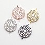 Cz Messing Micro Pave Zirkonia Links, Cadmiumfrei und Nickel frei und Bleifrei, Flachrund, 13x17x2 mm, Bohrung: 1 mm