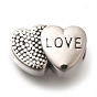 304 из нержавеющей стали европейские шарики, бусины с большим отверстием, двойное сердце со словом любовь