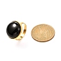 Bague demi-ronde mixte pierres précieuses pour fille femme, placage ionique (ip) 304 anneau en acier inoxydable, or