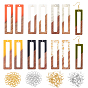 1 Box 70Pcs DIY Dangle Earring Making Kits, Including Rectangle Resin & Walnut Wood Pendants, Brass Earring Hooks & Jump Rings