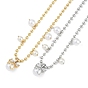 Стойка покрытие латунь микропаве прозрачный кубический цирконий бант кулон шариковая цепочка ожерелья, ожерелья из искусственного жемчуга, без кадмия и без свинца, долговечный