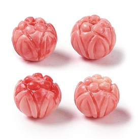 Synthetic Shell Dyed Carved Beads, Round