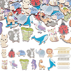 Набор для самостоятельного изготовления сережек в виде животных, в том числе железные крючки для серег, печатные подвески из липы, кит, жираф, кролик, лягушка и лев