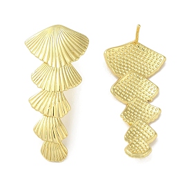 Rack Plating Brass 5 Leaves Stud Earrings for Women, Cadmium Free & Lead Free, Long-Lasting Plated