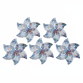 430 Stainless Steel Pendants, Spray Painted, Etched Metal Embellishments, Flower Pattern, Flower
