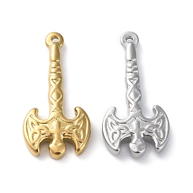 304 Stainless Steel Pendants, Axe with Trinity Knot Charm