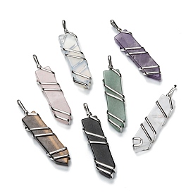 Natural & Synthetic Pendants, with Platinum Iron Findings, Flat Cone
