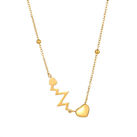 Ожерелье с подвеской в форме сердца из нержавеющей стали и цепочками-сателлитами