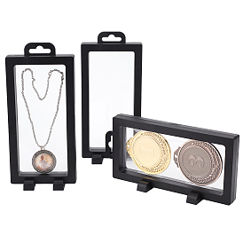 Plastic Frame Stands, with Transparent Membrane, For Ring, Pendant, Bracelet Jewelry Display, Rectangle