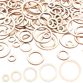 Ahademaker 100шт 5 стиль необработанных деревянных соединительных колец, лазерная резка деревянных украшений, круглые кольца