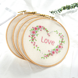 DIY Embroidery Starter Kits, Including Cotton and Linen Embroidery Cloth & Thread, Needle, Instruction Sheet