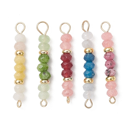 Окрашенный натуральный малазийский нефрит, ограненные рондели, соединительные звенья из бисера, золотые