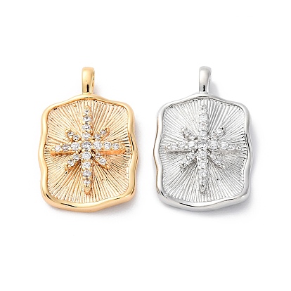 Латунные микро проложить кубического циркония подвески, без кадмия, без никеля и без свинца, квадрат со звездными подвесками