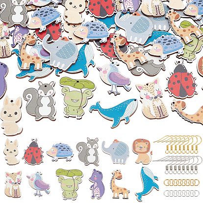 Набор для самостоятельного изготовления сережек в виде животных, в том числе железные крючки для серег, печатные подвески из липы, кит, жираф, кролик, лягушка и лев