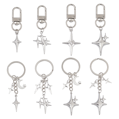 8шт. подвески из сплава и брелки, с поворотными застежками из сплава и железными кольцами