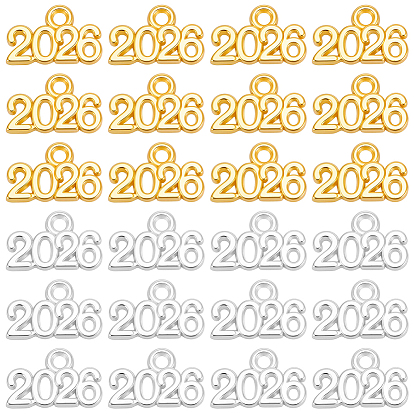 100шт 2 цвета подвески из цинкового сплава, число 2026 прелести