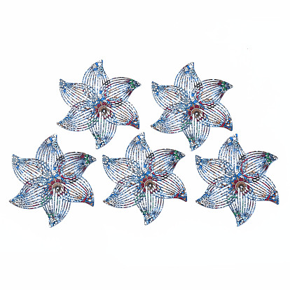 430 Stainless Steel Pendants, Spray Painted, Etched Metal Embellishments, Flower Pattern, Flower