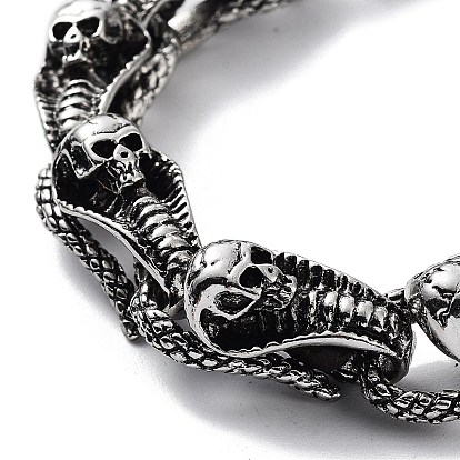 Retro Alloy Skull Snake Link Chain Bracelets for Women Men