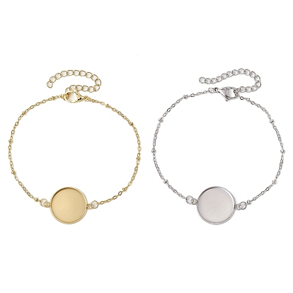 5шт. 5 стили 304 браслеты из нержавеющей стали с круглыми кабошонами, изготовление браслетов-спутниковых цепей