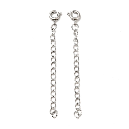 304 Stainless Steel Curb Chain Extender, End Chains, with Spring Ring Clasp