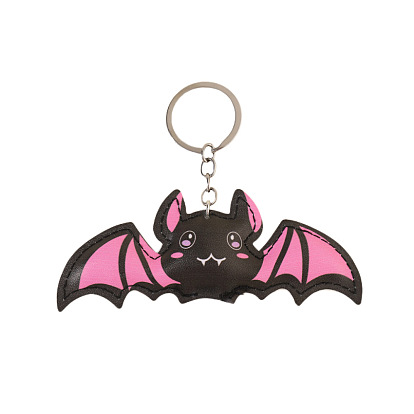 Cute Pink Bat Keychain with Plush for Halloween Decoration and Couple Gift