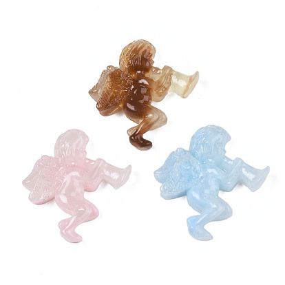Two Tone Opaque Resin Beads, Imitation Gemstone Style, Half Drilled, Angel