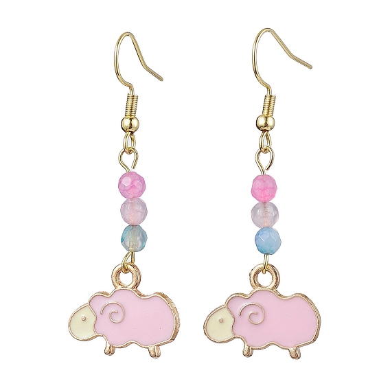 Круглые серьги с подвесками из натурального агата, женские серьги с овечьей эмалью из сплава