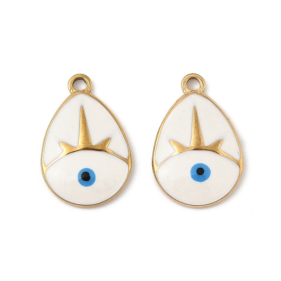 304 нержавеющей стальной эмали подвески, слезинка с оберегами от сглаза, реальный 18 k позолоченный, вакуумное покрытие pvd