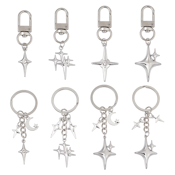 8шт. подвески из сплава и брелки, с поворотными застежками из сплава и железными кольцами