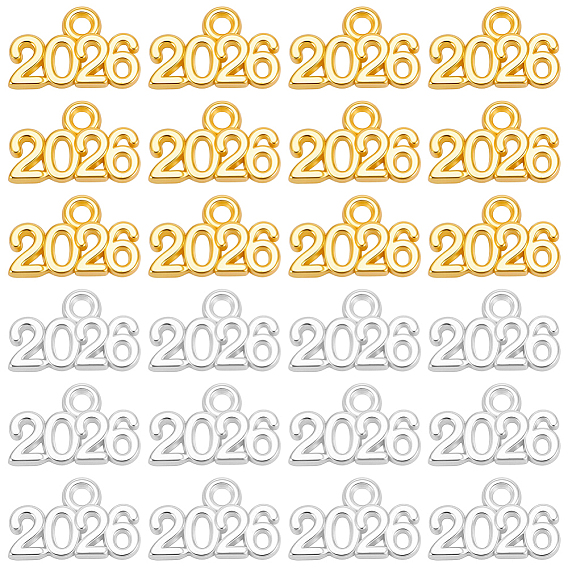 100шт 2 цвета подвески из цинкового сплава, число 2026 прелести