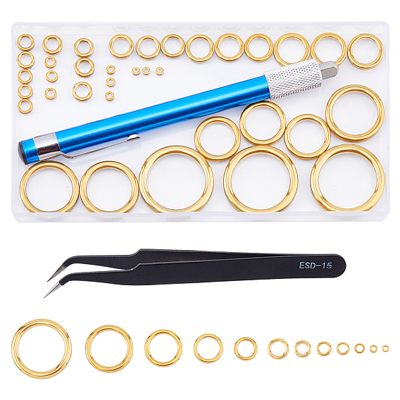 48Pcs Ceramics Guide Ring, Fishing Rod Repair Findings, Round Ring, 1Pc 430 Stainless Steel & Diamond Knife Sharpener Rod & 1Pc 201 Stainless Steel Curved Pointed Tweezers