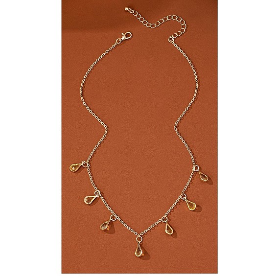 Подвеска-каплевидная цепочка из сплава с топазом и стразами