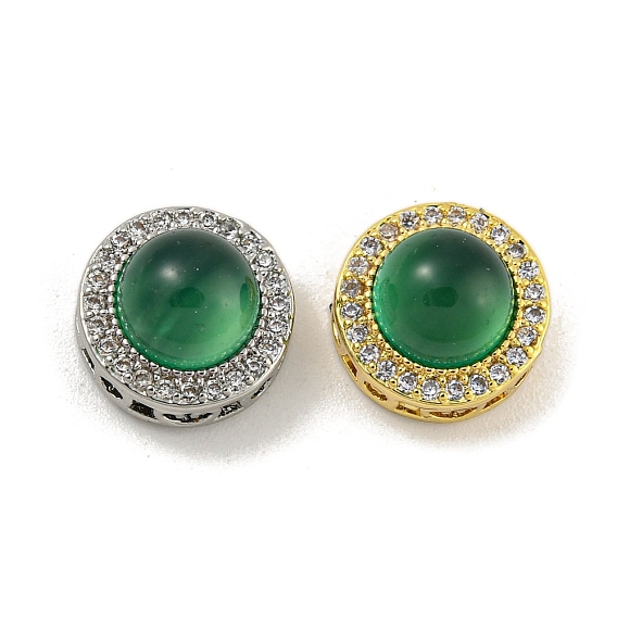 Полый латунный микропаве прозрачный кубический цирконий, без кадмия, без никеля и без свинца, с естественным агата, плоско-круглые