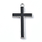 Rack Plating Alloy Enamel Pendants, Platinum, Cross Charm