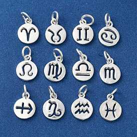 925 Sterling Silver Constellations Charms, with Jump Rings, Silver Color Plated