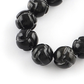 Natural Carved Obsidian Stone Bead Strands, Round, 20mm, Hole: 1.5mm