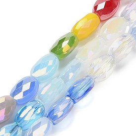 Гальванические стеклянные бусины, овальные, граненые